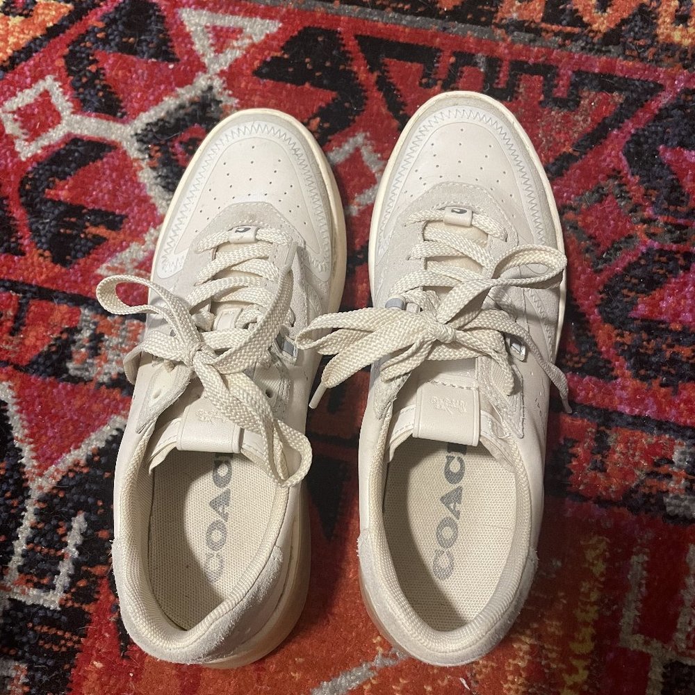 Coach Citysole Suede/Leather Court Sneakers In White/Soft Lilac - Picture 7 of 12